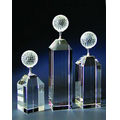 9" Golf Optical Crystal Award w/ Beveled Edge Top